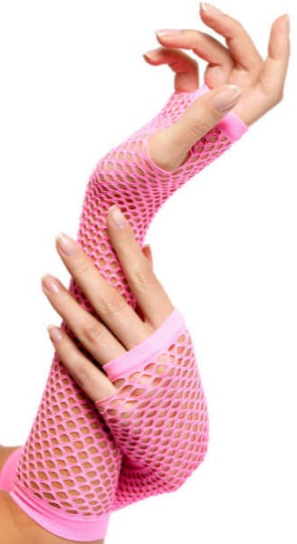 long fishnet gloves Pink